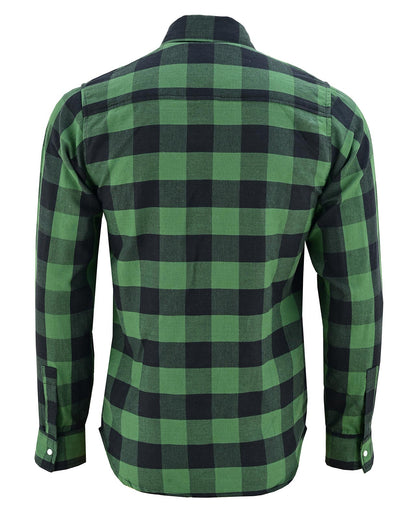 Off Duty Snap Flannel — Green & Black — sleeves-down view 5