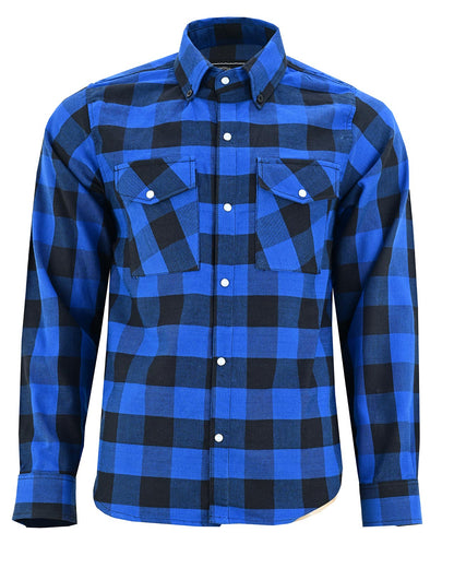 Off Duty Snap Flannel — Blue & Black — sleeves-down view 2