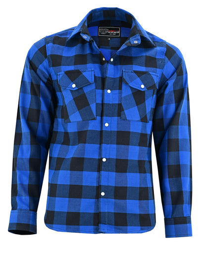 Off Duty Snap Flannel — Blue & Black — sleeves-down view 4