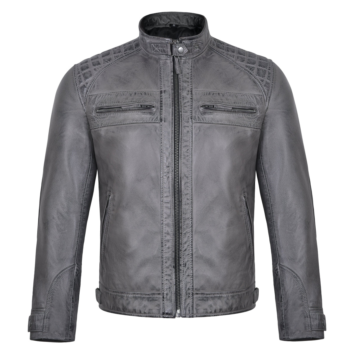 Last Light Lambskin Café Jacket — Distressed Grey — product view 1