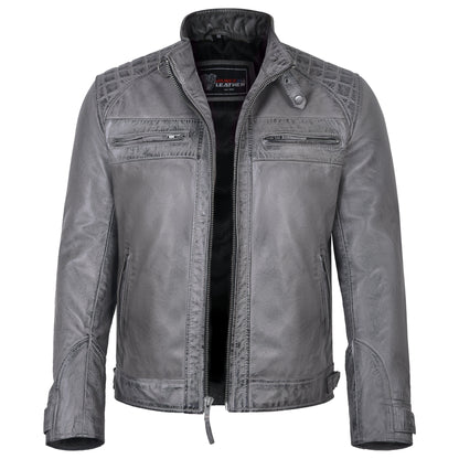 Last Light Lambskin Café Jacket — Distressed Grey — product view 4