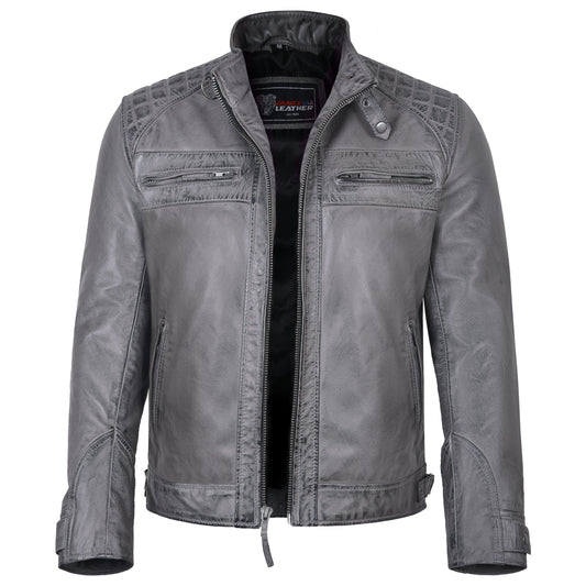 Last Light Lambskin Café Jacket — Distressed Grey — product view 4