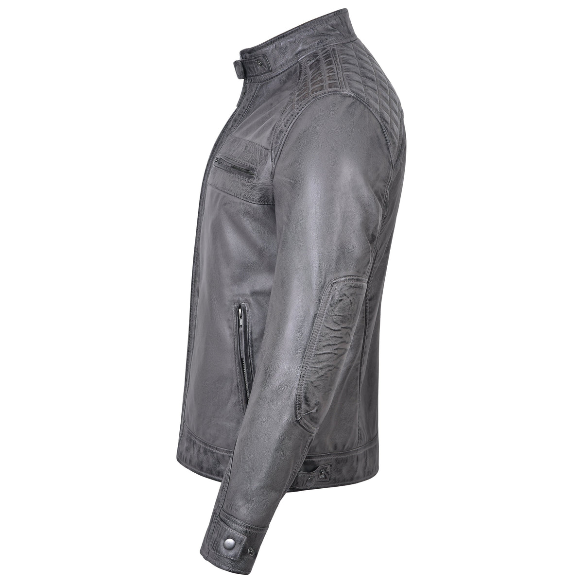 Last Light Lambskin Café Jacket — Distressed Grey — product view 3