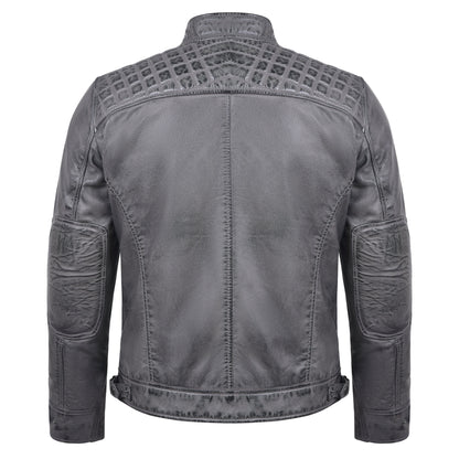 Last Light Lambskin Café Jacket — Distressed Grey — product view 4