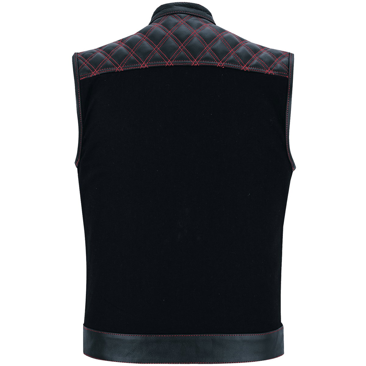 Hardline Denim & Leather Vest — Red Stitch — product view 2