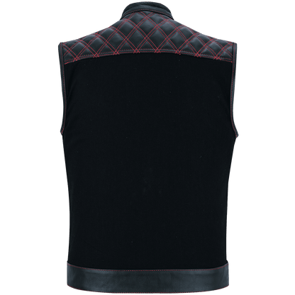 Hardline Denim & Leather Vest — Red Stitch — product view 2