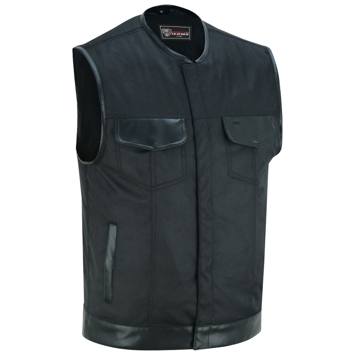 Road Crew Collarless Leather-Trim Vest — product view 1