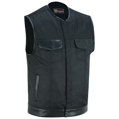 Road Crew Collarless Leather-Trim Vest — product view 1