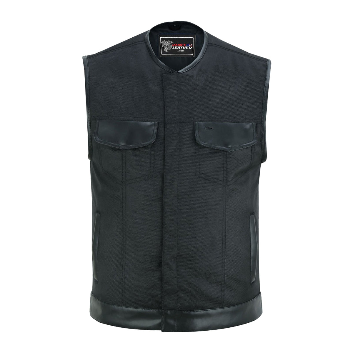 Road Crew Collarless Leather-Trim Vest — product view 2