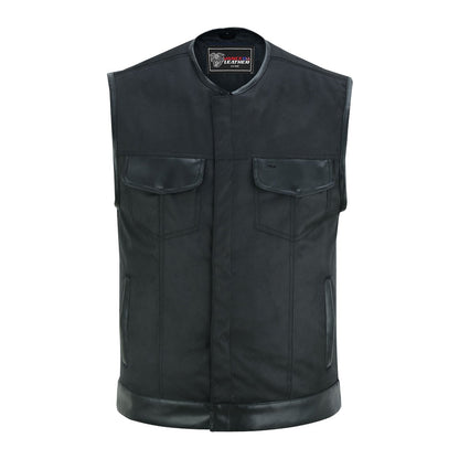 Road Crew Collarless Leather-Trim Vest — product view 2