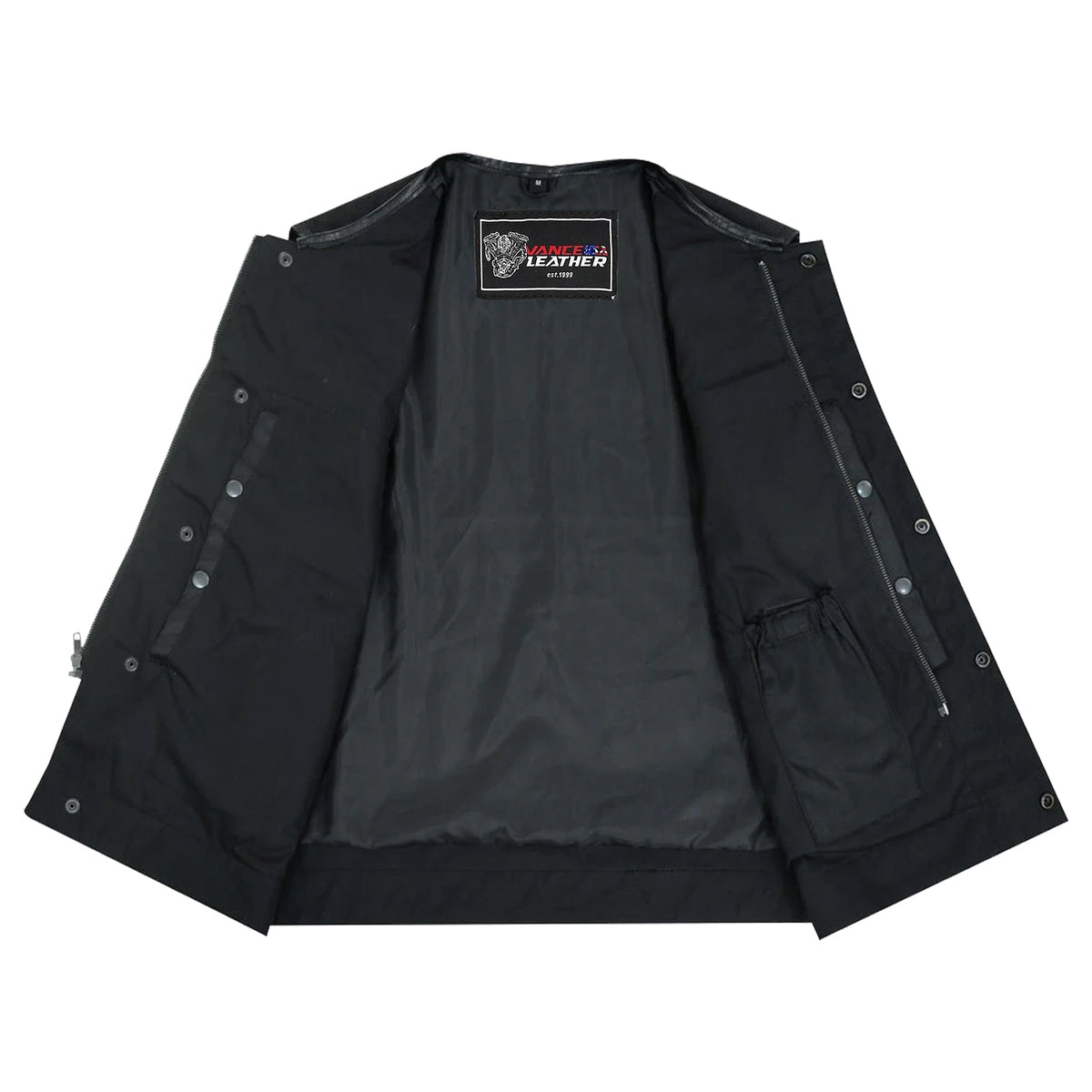 Road Crew Collarless Leather-Trim Vest — product view 3