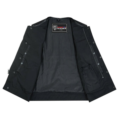 Road Crew Collarless Leather-Trim Vest — product view 3