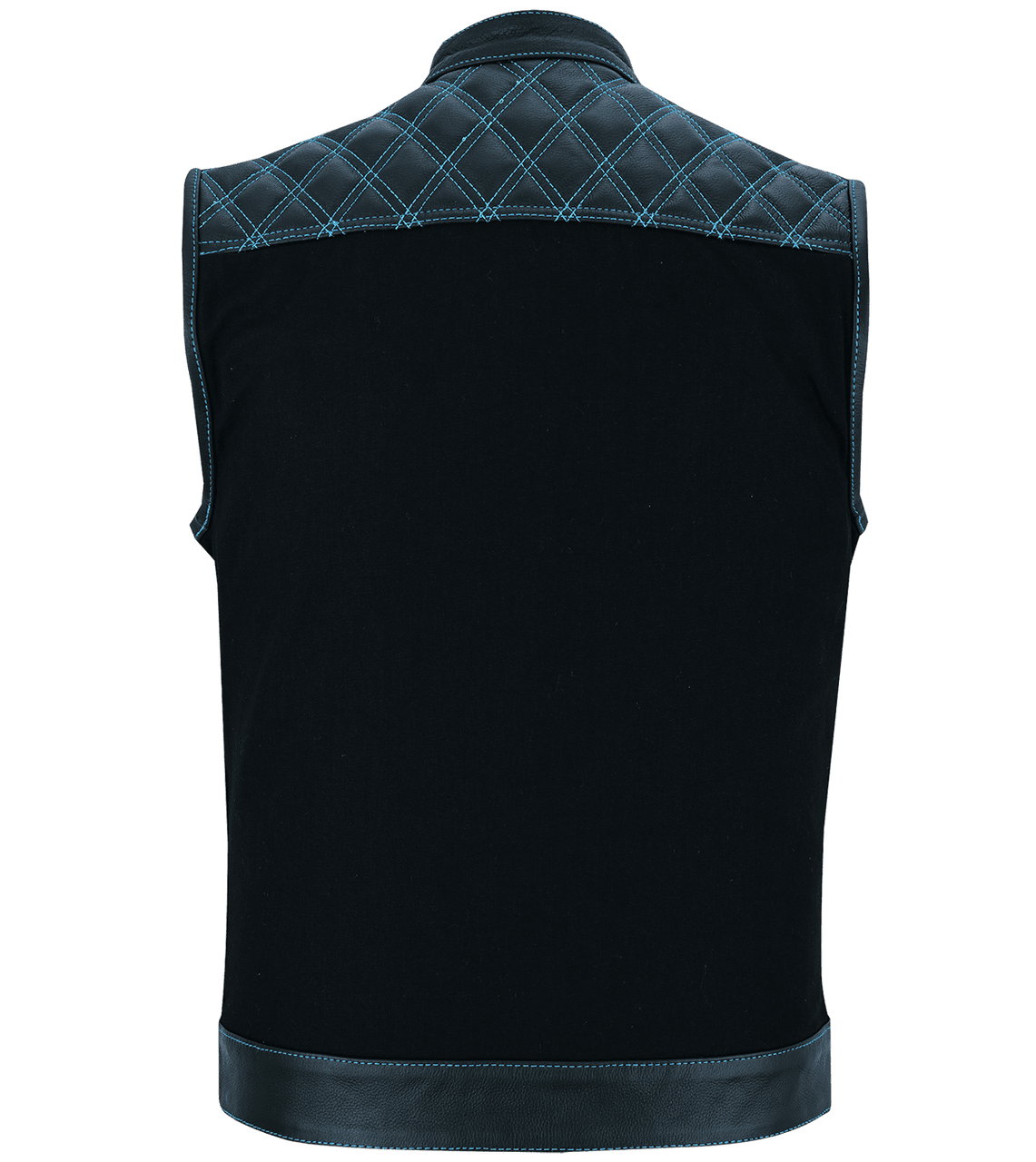 Hardline Denim & Leather Vest — Blue Stitch — product view 2