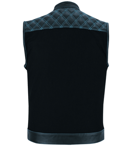 Hardline Denim & Leather Vest — Blue Stitch — product view 2