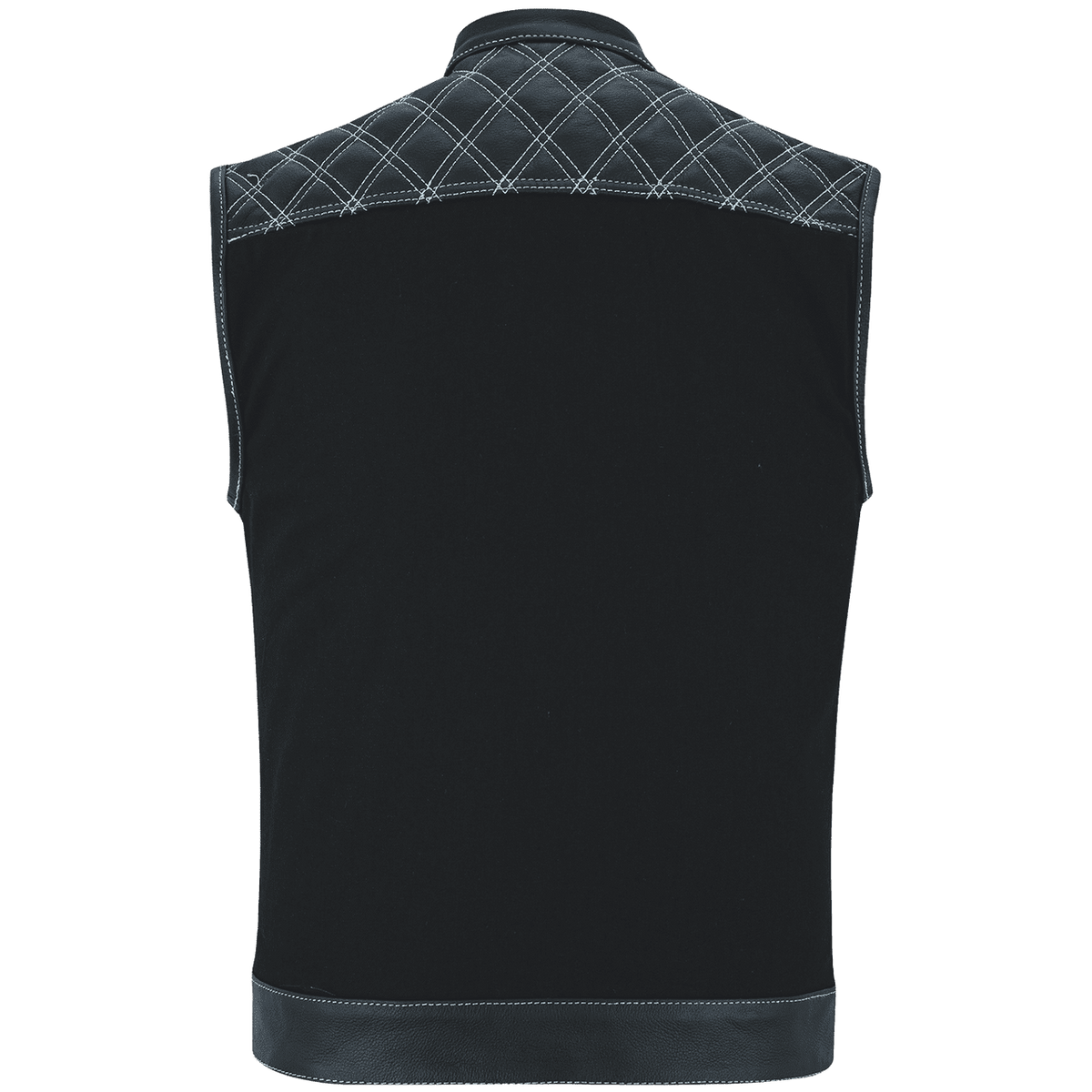 Hardline Denim & Leather Vest — White Stitch — product view 2