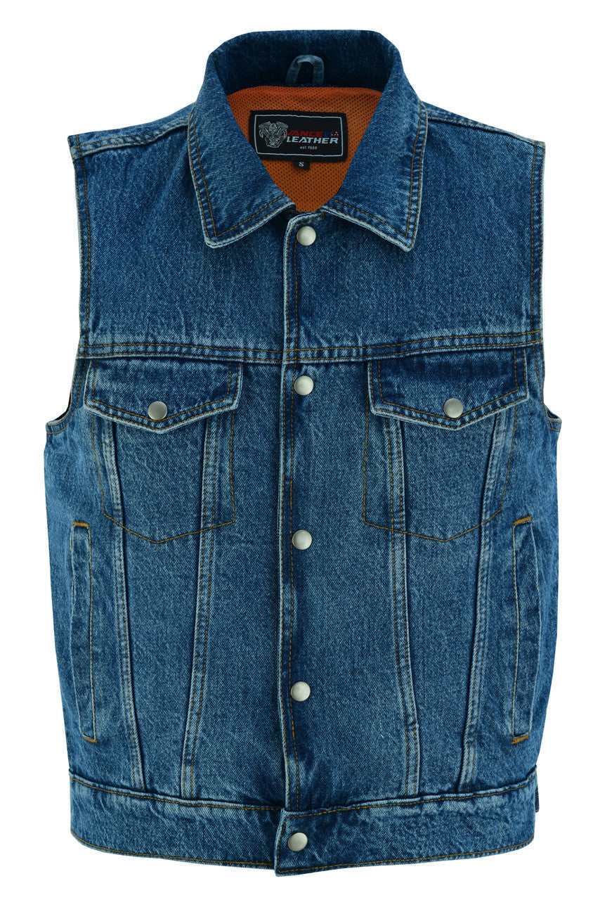 Garage Denim Trucker Vest — Blue — product view 1