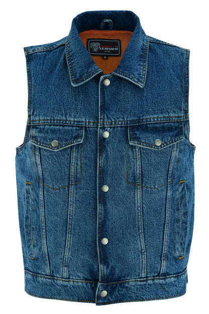 Garage Denim Trucker Vest — Blue — product view 1