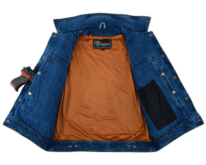 Garage Denim Trucker Vest — Blue — product view 3